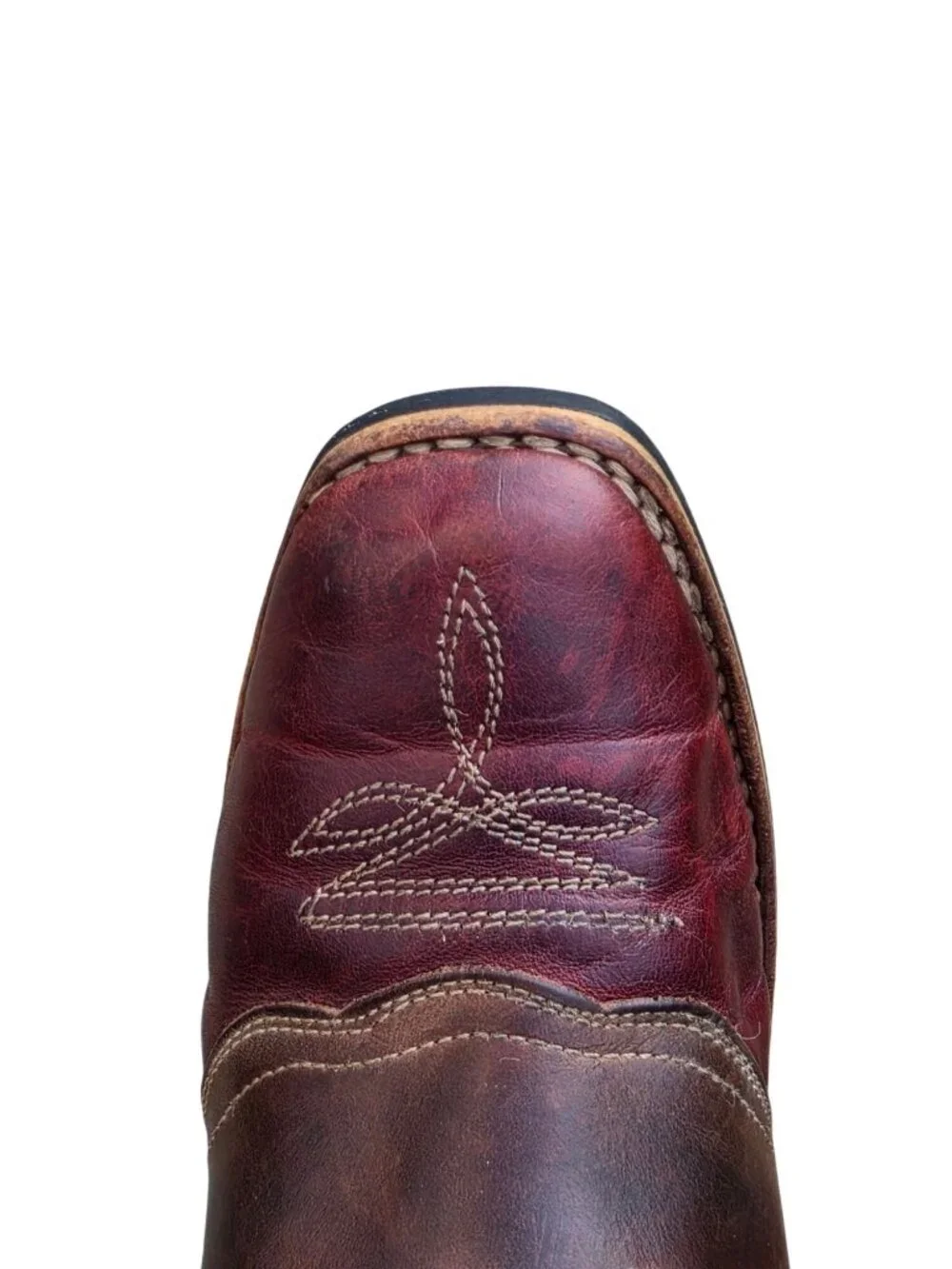 Vintage Kids Vaquerito Leather Cowboy Boots Two Tone Square Toe Size 3 Youth